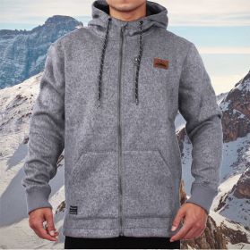 Men's Zip Thru Warm Cosy Thermal Climbing Hiking Heavy Sweatshirt - Grey Melange - S