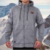 Men's Zip Thru Warm Cosy Thermal Climbing Hiking Heavy Sweatshirt - Grey Melange - XS