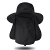 Fishing Hat/Boonie Hat; Sun hat Detachable UV Sun Screen Wide Brim Hat With Face Cover & Neck Flap; hiking hat - Black