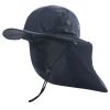 Wide Brim Sun Screen Hat With Neck Flap; Adjustable Waterproof Quick-drying Outdoor Hiking Fishing Cap For Men Women - Black - 58-60cm/22.83-23.62in