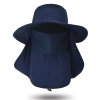 Fishing Hat/Boonie Hat; Sun hat Detachable UV Sun Screen Wide Brim Hat With Face Cover & Neck Flap; hiking hat - Dark Blue