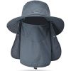 Fishing Hat/Boonie Hat; Sun hat Detachable UV Sun Screen Wide Brim Hat With Face Cover & Neck Flap; hiking hat - Army Green