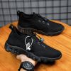 Outdoor Low Tops Casual Sneakers Men Leather Surface Comfortable Non-slip Wear-resistant Slip-on Hiking Shoes Light Breathable - Black - 40