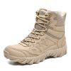 Outdoor Men Hiking Shoes Waterproof Breathable Tactical Combat Army Boots Desert Training Sneakers Anti-Slip Mens Military Boots - sand color - 45