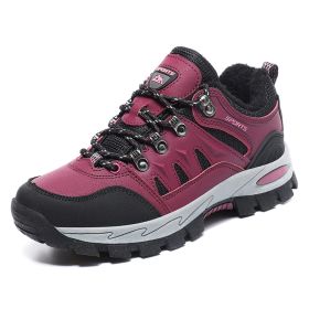 New Arrival Men Women Hiking Shoes Male Sport Outdoor Jogging Trekking Sneakers Big Size 48 Non-slip zapatos zapatillas hombre - rose red fur - 38