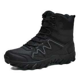 Outdoor Men Hiking Shoes Waterproof Breathable Tactical Combat Army Boots Desert Training Sneakers Anti-Slip Mens Military Boots - black - 42