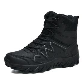 Outdoor Men Hiking Shoes Waterproof Breathable Tactical Combat Army Boots Desert Training Sneakers Anti-Slip Mens Military Boots - black - 43