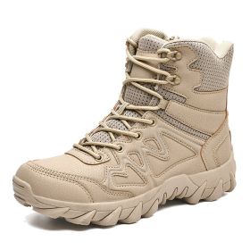 Outdoor Men Hiking Shoes Waterproof Breathable Tactical Combat Army Boots Desert Training Sneakers Anti-Slip Mens Military Boots - sand color - 44