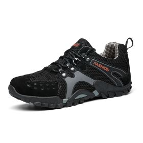 Spring Summer Men Outdoor Hiking Shoes Big Size Mens Mountain Climbing Trekking Sneakers Black Grey Mens Sport Shoes Hombre Male - black - 38