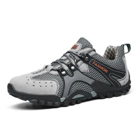 Spring Summer Men Outdoor Hiking Shoes Big Size Mens Mountain Climbing Trekking Sneakers Black Grey Mens Sport Shoes Hombre Male - gray - 43