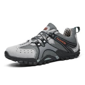 Spring Summer Men Outdoor Hiking Shoes Big Size Mens Mountain Climbing Trekking Sneakers Black Grey Mens Sport Shoes Hombre Male - gray - 40