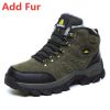 Large Size 48 Hiking Boots Men Summer Winter Outdoor Warm Fur Non Slip Fashion Women Footwear Boys Outdoor Work Ankle Boot Fall - Fur Green - 37