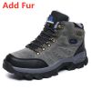 Large Size 48 Hiking Boots Men Summer Winter Outdoor Warm Fur Non Slip Fashion Women Footwear Boys Outdoor Work Ankle Boot Fall - Fur Grey - 48