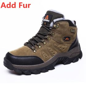 Large Size 48 Hiking Boots Men Summer Winter Outdoor Warm Fur Non Slip Fashion Women Footwear Boys Outdoor Work Ankle Boot Fall - Fur Brown - 45