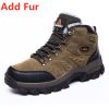 Large Size 48 Hiking Boots Men Summer Winter Outdoor Warm Fur Non Slip Fashion Women Footwear Boys Outdoor Work Ankle Boot Fall - Fur Brown - 46