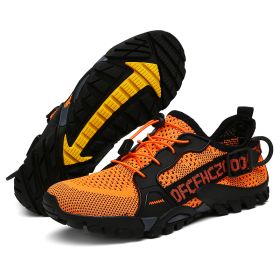 JIEMIAO Men Hiking Shoes Non-Slip Breathable Tactical Combat Army Boots Desert Training Sneakers Outdoor Trekking Shoes - Orange - 44