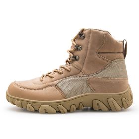 New Men's Military Boots High Top Outdoor Hiking Shoes Men Anti-collision Quality Army Tactical Sport Jogging Trekking Sneakers - beige - 41