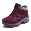 Winter Women's Snow Boots All-match Thick Bottom Increased Velvet Warm Low Ankle Outdoor Leisure Sports Shoes Hiking Boots - Red - 39