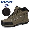 BONA New Designers Popular Trekking Shoes Men Leather Climbing Sport Sneakers Man Zapatillas Outdoor Hombre Hiking Shoes - Medium grey black - 8