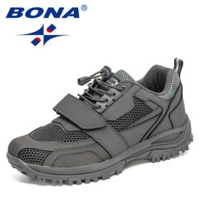 BONA 2022 New Designers Hiking Shoes Autumn Mountaineering Non-slip Footwear Men Trekking Sneakers Mansculino Walking Shoes - Dark grey S gray - 10.5