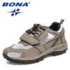 BONA 2022 New Designers Hiking Shoes Autumn Mountaineering Non-slip Footwear Men Trekking Sneakers Mansculino Walking Shoes - Medium grey white - 10.5