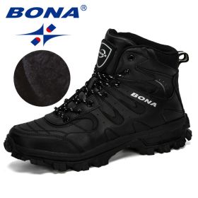 BONA New Designers Nubuck Hiking Boots Krasovki Tactical Shoes Men Outdoor Non-Slip Hiking Shoes Man Mountain Shoes Trendy - Black silver grey - 8