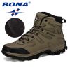 BONA New Designers Nubuck Hiking Boots Krasovki Tactical Shoes Men Outdoor Non-Slip Hiking Shoes Man Mountain Shoes Trendy - Medium grey black - 10