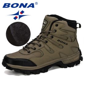 BONA New Designers Nubuck Hiking Boots Krasovki Tactical Shoes Men Outdoor Non-Slip Hiking Shoes Man Mountain Shoes Trendy - Medium grey black - 9