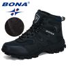 BONA New Designers Nubuck Hiking Boots Krasovki Tactical Shoes Men Outdoor Non-Slip Hiking Shoes Man Mountain Shoes Trendy - Deep blue silvergray - 8