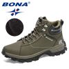 BONA 2022 NewDesigners Nubuck Sports Tactical Boots Men Hiking Mountain Shoes High Top Plush Tactical Footwear Masculino Comfy - Army green S gray - 8