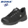 BONA 2022 New Designers Hiking Shoes Men Trekking Sneakers Walking Mountain Outdoor Shoes Man Trail Running Tourism Footwear - Black silver gray - 10