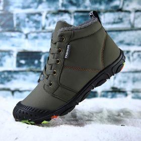 Winter Kids Shoes Boys Waterproof Hiking Shoes Plus Fur Warm Sport Running Shoes Non-slip Sneakers Outdoor Climbing Trainers - green boys shoes - 1