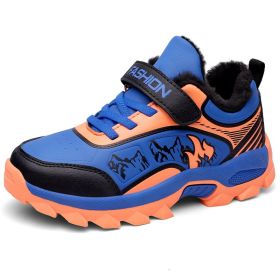 Winter Boots For Boys Anti-Skid Hiking Shoes Children Plus Fur Walking Climbing Sneakers Outdoor Sport Footwear Kids Snow Shoes - Blue kid shoes - 6