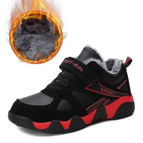 Kid Sneakers Outdoor Boots Plus Warm Fur Running Shoes Kids Waterproof Walking Children Hiking Sport Shoes Winter Shoes For Boys - Red Kids shoes - 1