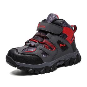 Winter Children Shoes Hiking Shoes Non-slip Sports Shoes Warm Outdoor Boys Boots Teenagers Mountain Climbing Trekking Sneakers - Red Hiking Shoes - 4