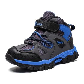 Winter Children Shoes Hiking Shoes Non-slip Sports Shoes Warm Outdoor Boys Boots Teenagers Mountain Climbing Trekking Sneakers - Blue Hiking Shoes - 4