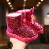 Winter Kids Boots for Girls Snow Boots Children Hiking Shoes Warm Plush Kids Pink Snow Boots Girls Rain Boots Running Shoes - Red - 35