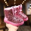 Winter Kids Boots for Girls Snow Boots Children Hiking Shoes Warm Plush Kids Pink Snow Boots Girls Rain Boots Running Shoes - Pink - 24