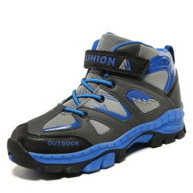 Kids Hiking Shoes Sport Shoes For Boys Teenagers Antiskid Running Shoes Walking Mountain Climbing Footwear Basket Flats Sneakers - blue - 4