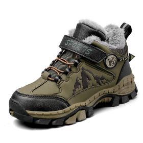 Kids Hiking Shoes Teenagers Antiskid Running Shoes Walking Mountain Sport Shoes For Boys Climbing Footwear Basket Kids Sneakers - Army Green - 36