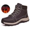 Brand Winter Leather Men Boots Plush Warm Men Snow Boots Outdoor Non-slip Hiking Boots Men Winter Shoes Men Sneakers Size 39-48 - Plush Brown - 7.5