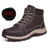 Brand Winter Leather Men Boots Plush Warm Men Snow Boots Outdoor Non-slip Hiking Boots Men Winter Shoes Men Sneakers Size 39-48 - No Plush Brown - 8.5