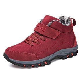 Waterproof Winter Men Boots Warm Fur Snow Women Boots Men Work Casual Sneakers Outdoor Hiking Boots Rubber Ankle Boots Size 48 - Red - 12.5