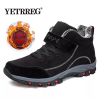 Waterproof Winter Men Boots Warm Fur Snow Women Boots Men Work Casual Sneakers Outdoor Hiking Boots Rubber Ankle Boots Size 48 - Black - 6