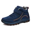 Waterproof Winter Men Boots Warm Fur Snow Women Boots Men Work Casual Sneakers Outdoor Hiking Boots Rubber Ankle Boots Size 48 - Blue - 7.5