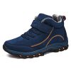 Waterproof Winter Men Boots Warm Fur Snow Women Boots Men Work Casual Sneakers Outdoor Hiking Boots Rubber Ankle Boots Size 48 - Blue - 12.5