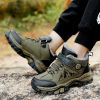 Kids Hiking Shoes Teenagers Antiskid Running Shoes Walking Mountain Sport Shoes For Boys Climbing Footwear Basket Kids Sneakers - Army Green - 35