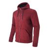 Men's Zip Thru Warm Cosy Thermal Climbing Hiking Heavy Sweatshirt - Red Melange - XS