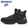 BONA 2022 NewDesigners Nubuck Sports Tactical Boots Men Hiking Mountain Shoes High Top Plush Tactical Footwear Masculino Comfy - Light brown black - 8