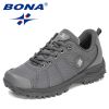 BONA 2022 New Designers Hiking Shoes Men Trekking Sneakers Walking Mountain Outdoor Shoes Man Trail Running Tourism Footwear - Black silver gray - 10